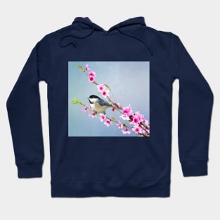 Carolina Chickadee and Peach Blossoms Hoodie